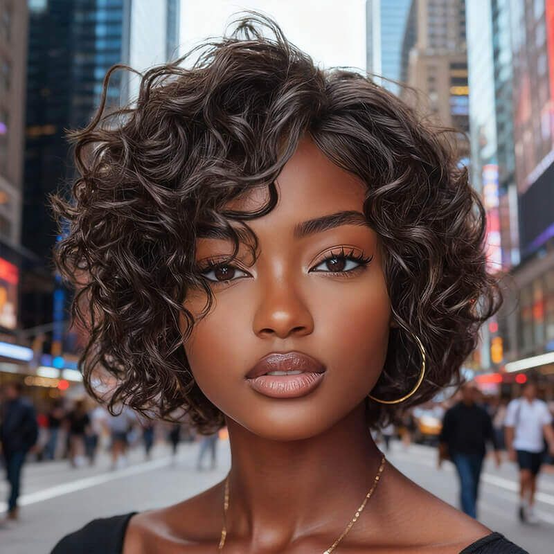 Ready to Wear Wig Pixie Cut Wig Short Curly Wigs Real Human Hair Wigs