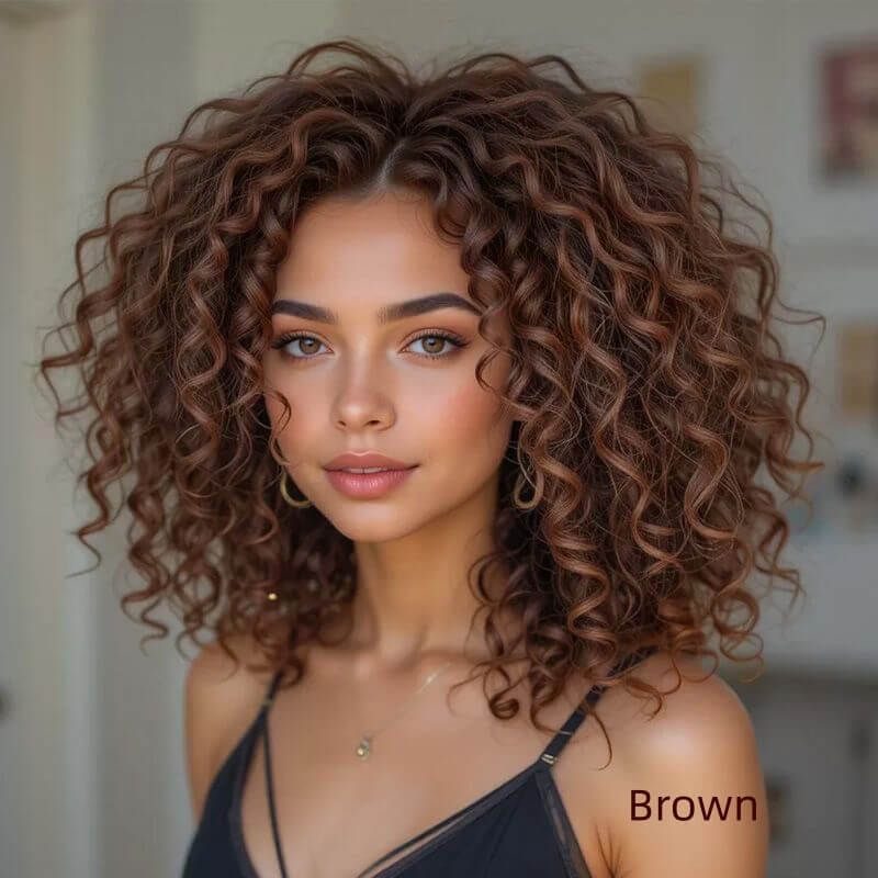 Wear And Go Wigs Ombre Brown Bouncy Curly Hairstyles High Density Best Glueless Human Hair Wigs