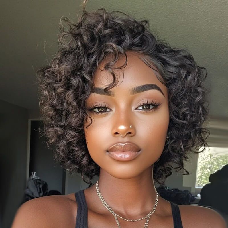 Ready to Wear Wig Pixie Cut Wig Short Curly Wigs Real Human Hair Wigs