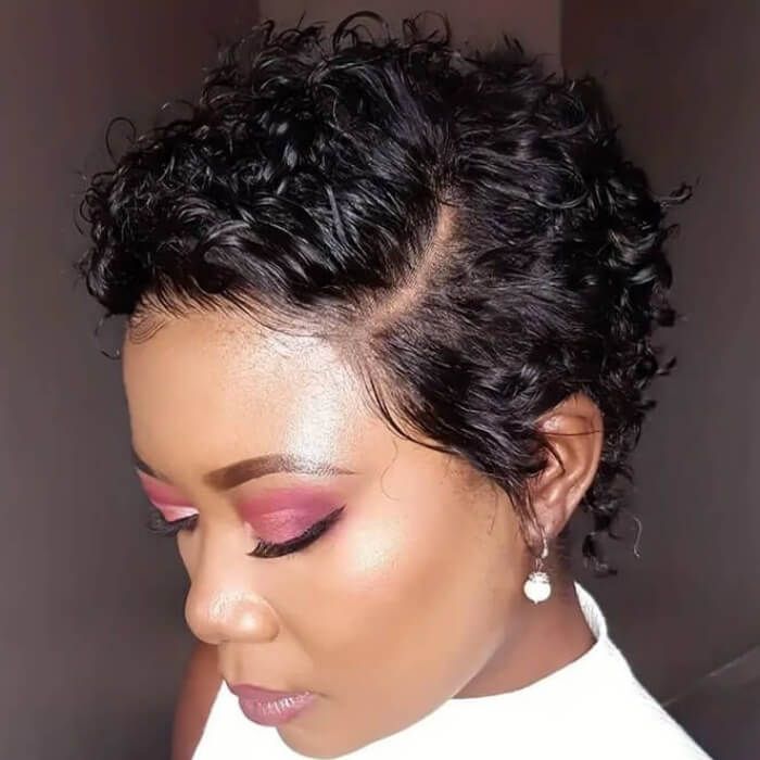 Pixie Cut Short Curly Bob Wigs with Side Part Lace Front Wigs